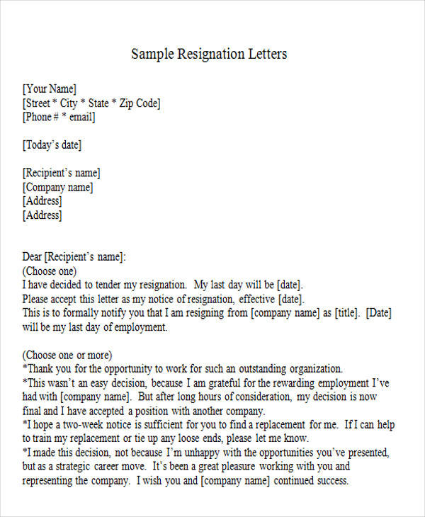 FREE 4+ Sample Informal Resignation Letter Templates in PDF MS Word