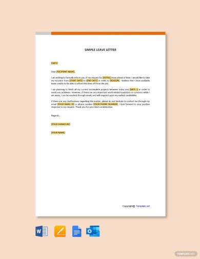 simple leave letter template