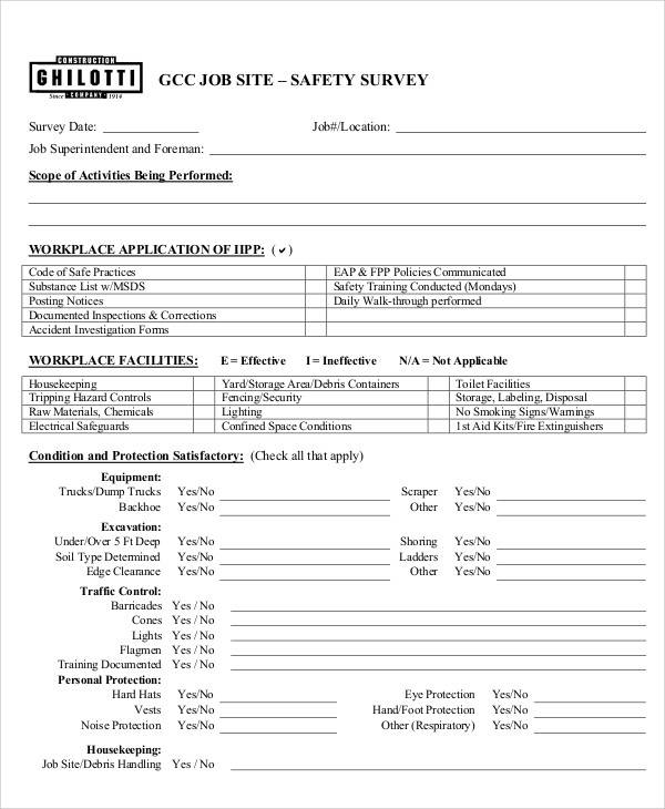 site safety survey form