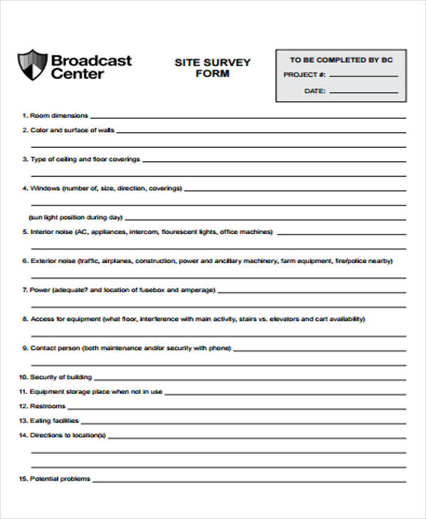 site survey form sample