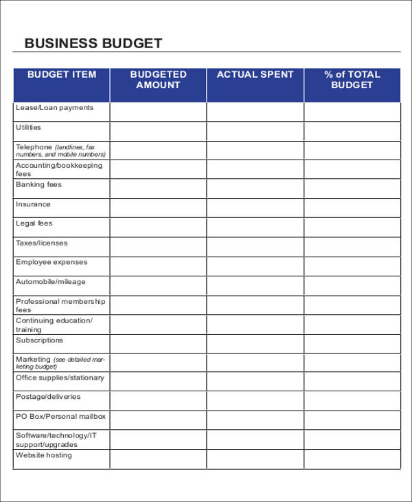 small business budget form1