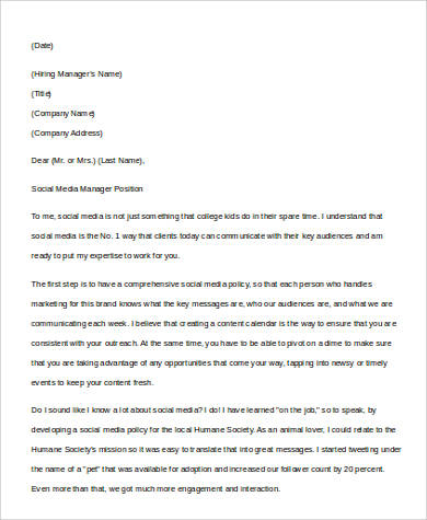 Media cover letter sample