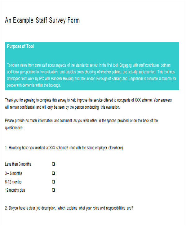 staff survey form example