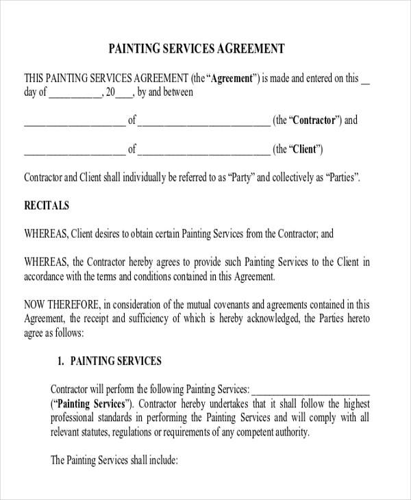 standard business services agreement form