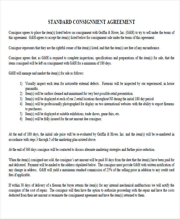 standard consignment agreement form3
