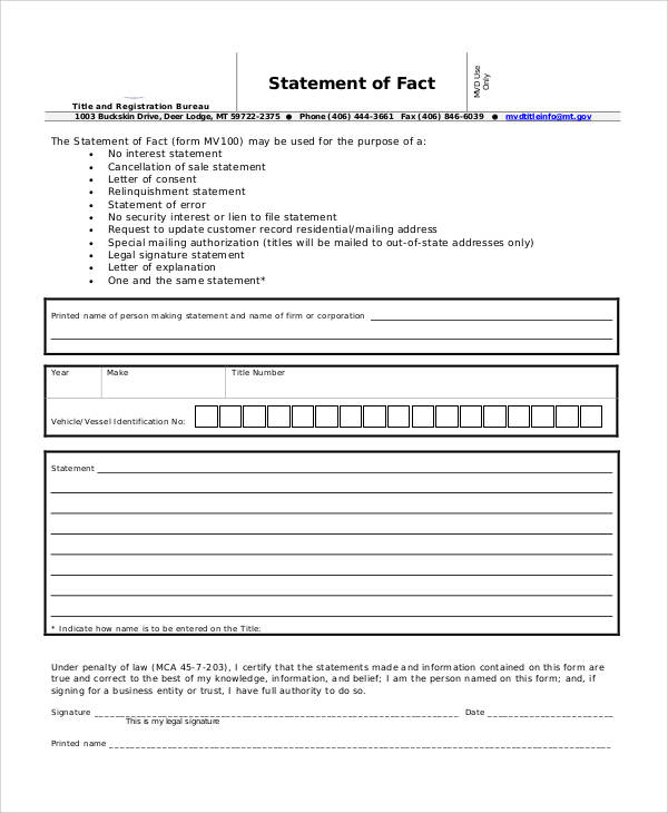 FREE Printable Statement Forms In PDF