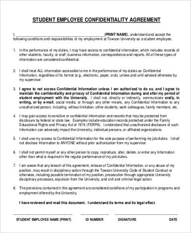 student employee confidentiality agreement1