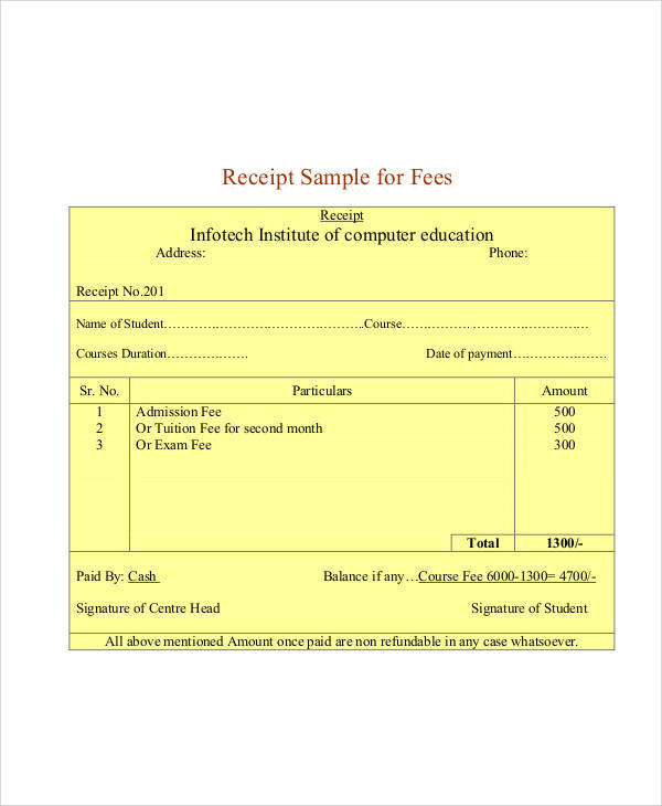 FREE 29 Sample Payment Receipt Templates In MS Excel MS Word Numbers Pages