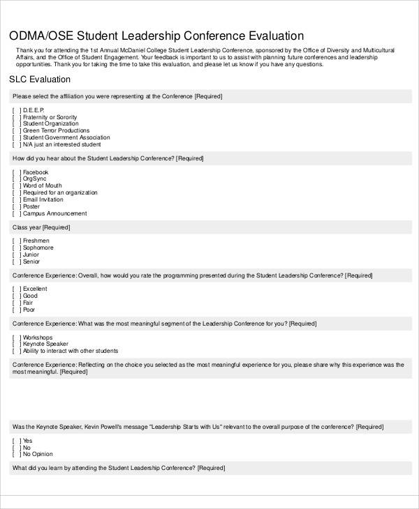 student leadership conference evaluation form1