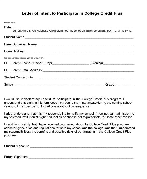 student letter of intent to principal