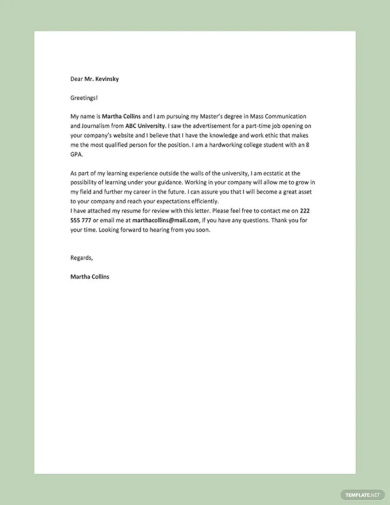student resume cover letter template
