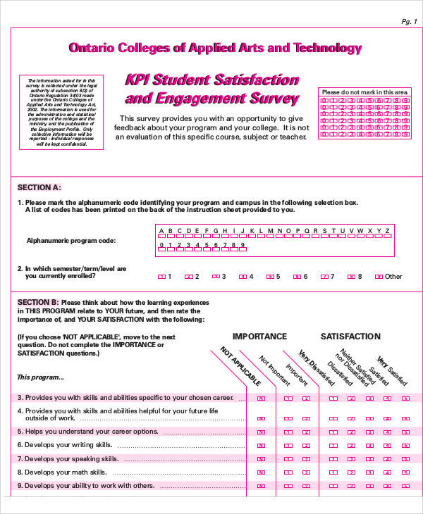 student satisfaction survey form
