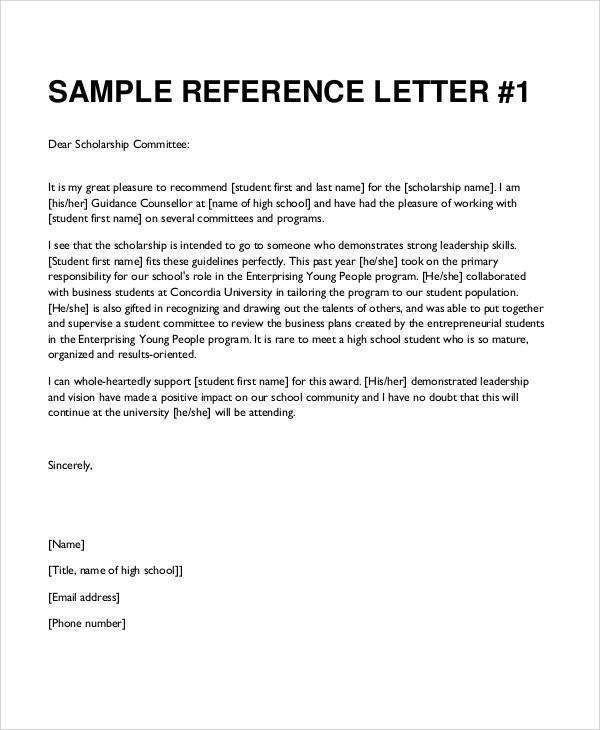 What Is Reference Letter For Student