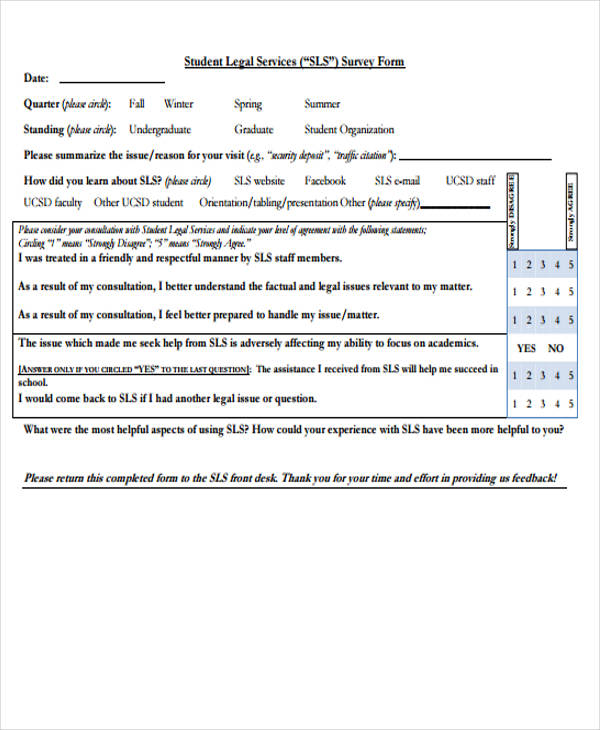 student services survey form