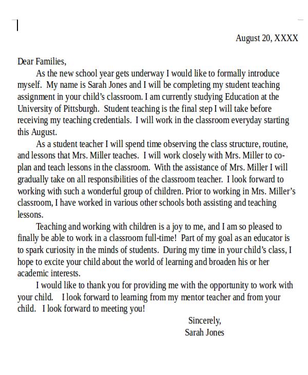 Teacher Introduction Letter Template