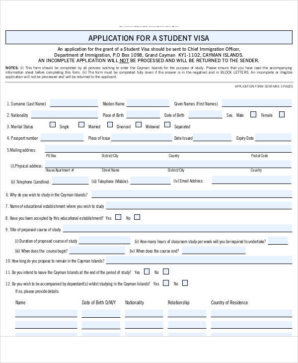 student visa medical form