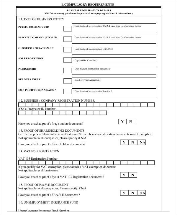 supplier registration application form