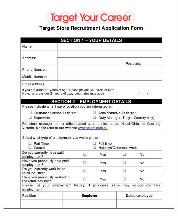 target store recruitment application form1