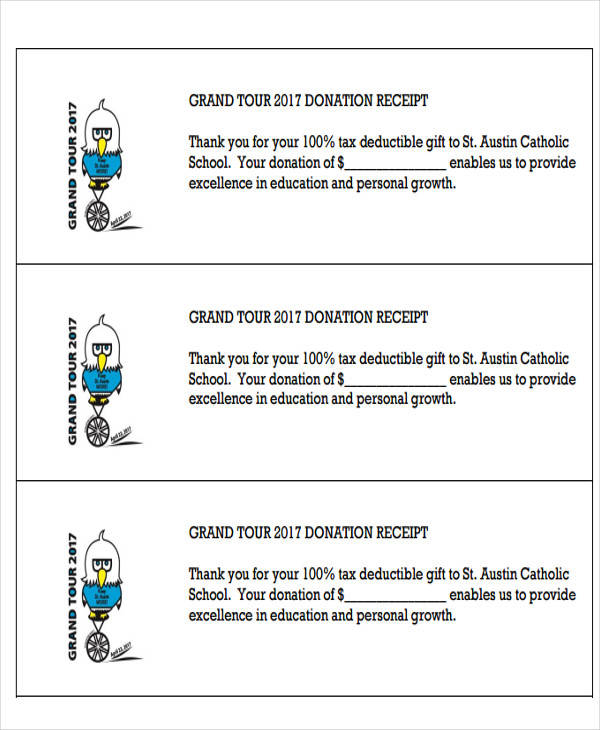tax deductible receipt for donation