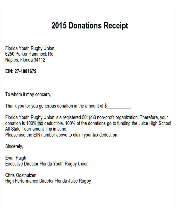 Sample Acknowledgement Receipt For Donation