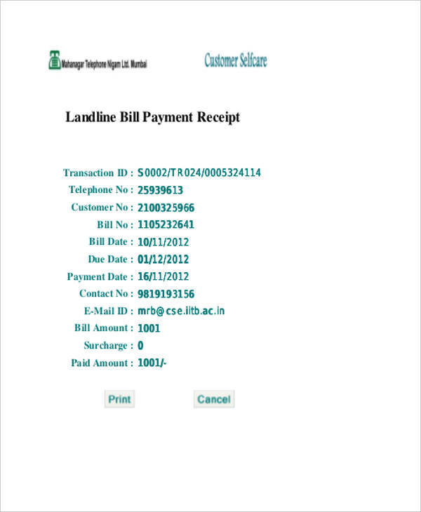 telephone bill payment receipt2