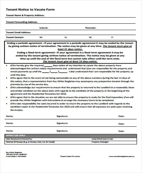tenant vacate notice form3
