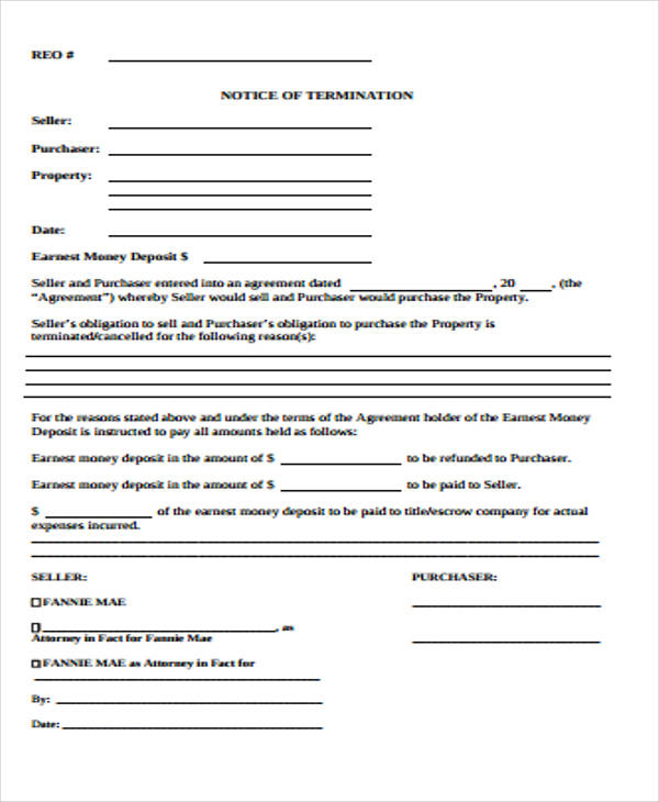 termination notice form example
