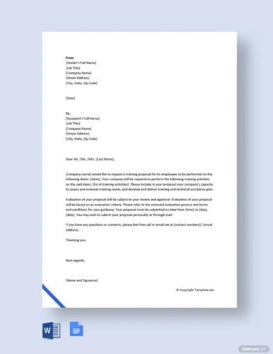 training proposal request letter template