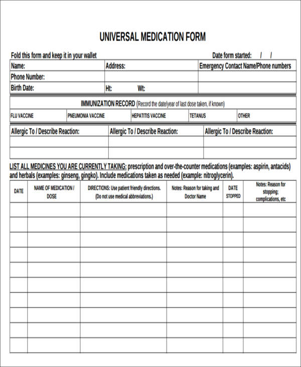 universal medical fax form