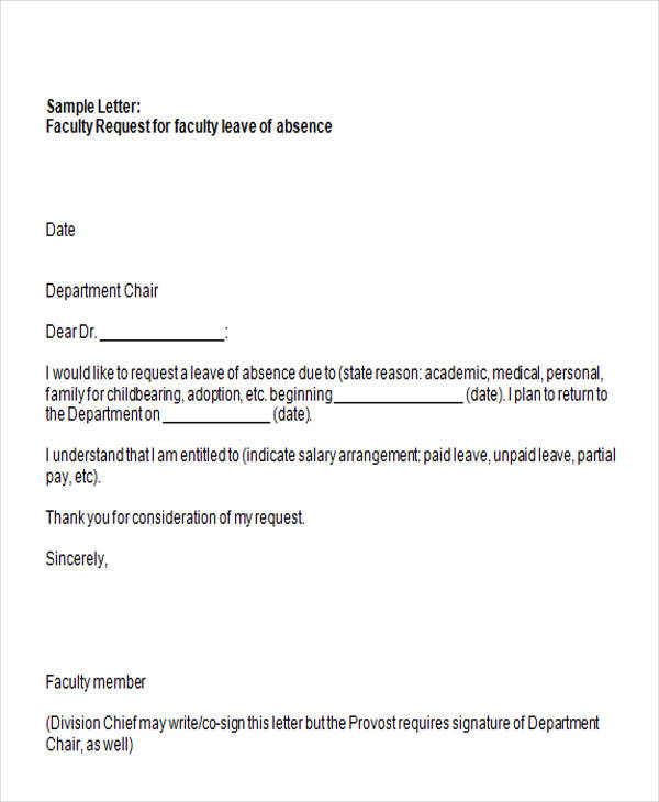 leave application letter sample