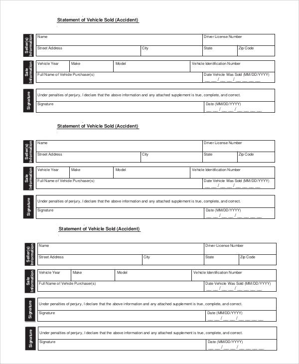 vehicle accident statement form