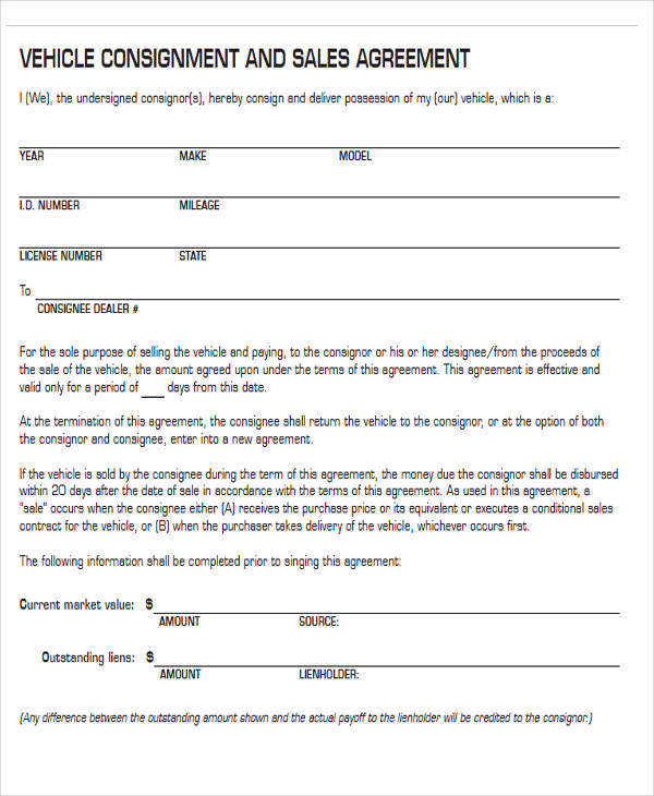vehicle consignment agreement form2