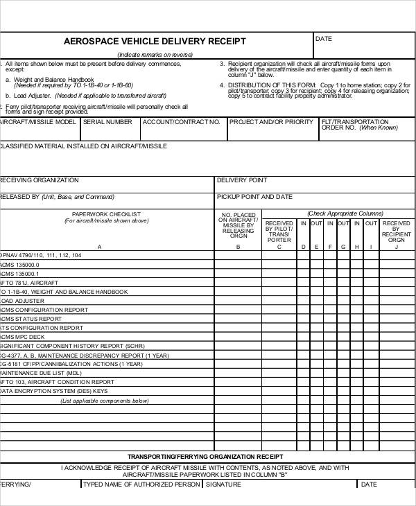 vehicle delivery receipt form1