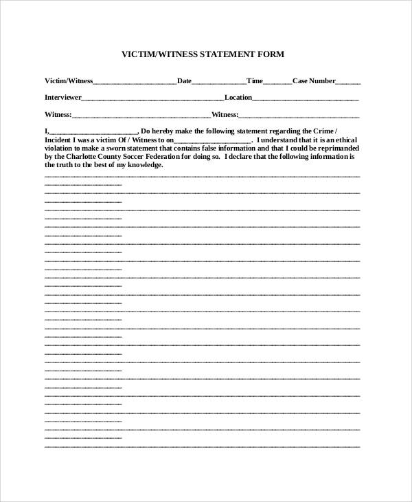 victim witness statement form