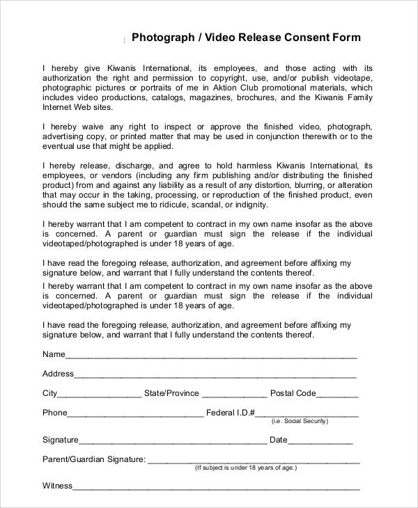 video release consent form
