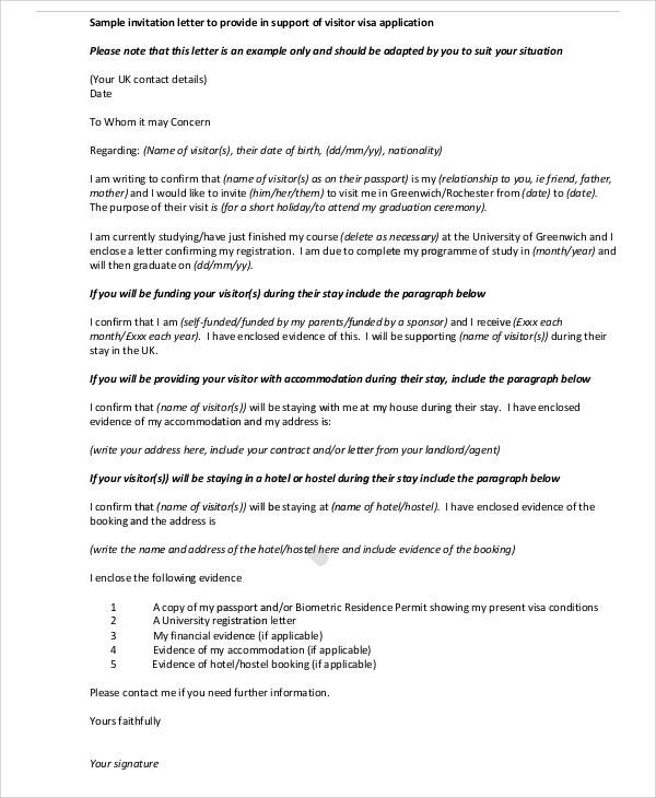 Letter Of Invitation For Uk Visa Template - Resume Builder