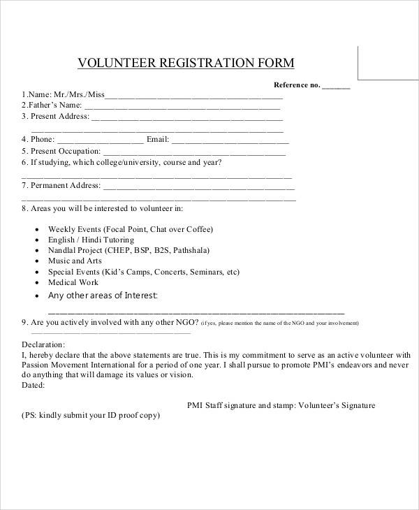 volunteer ngo registration form
