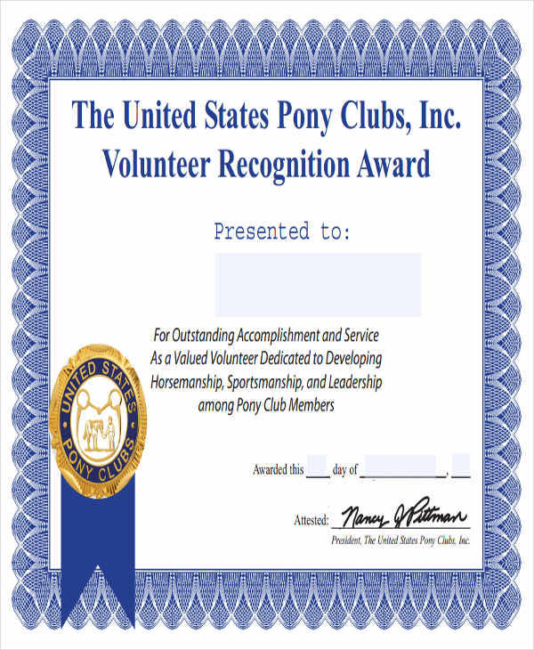 volunteer recognition award certificate5