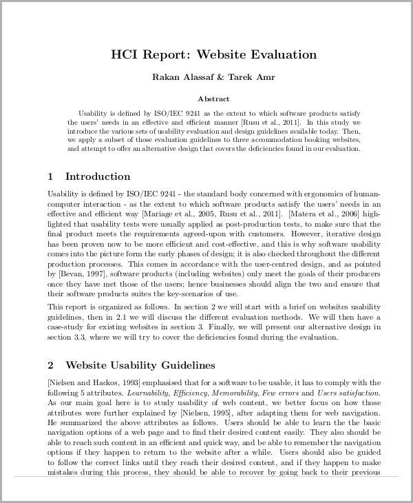 website evaluation report