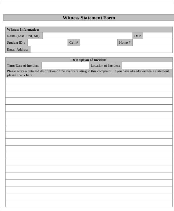 Free 50 Sample Statement Forms In Pdf 1372