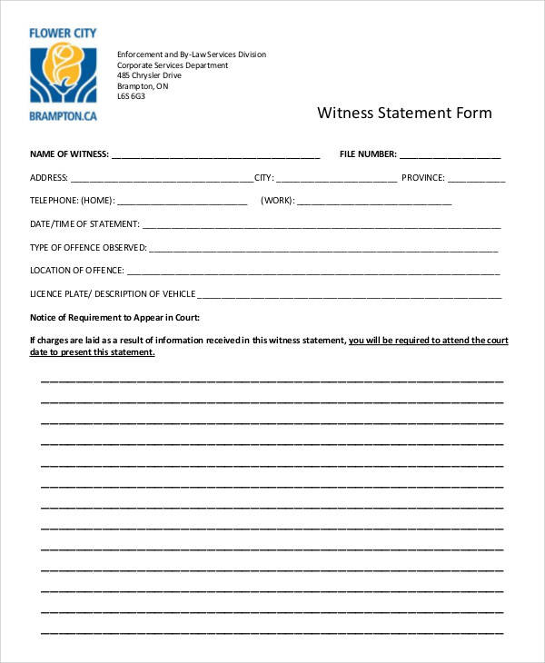 witness statement form