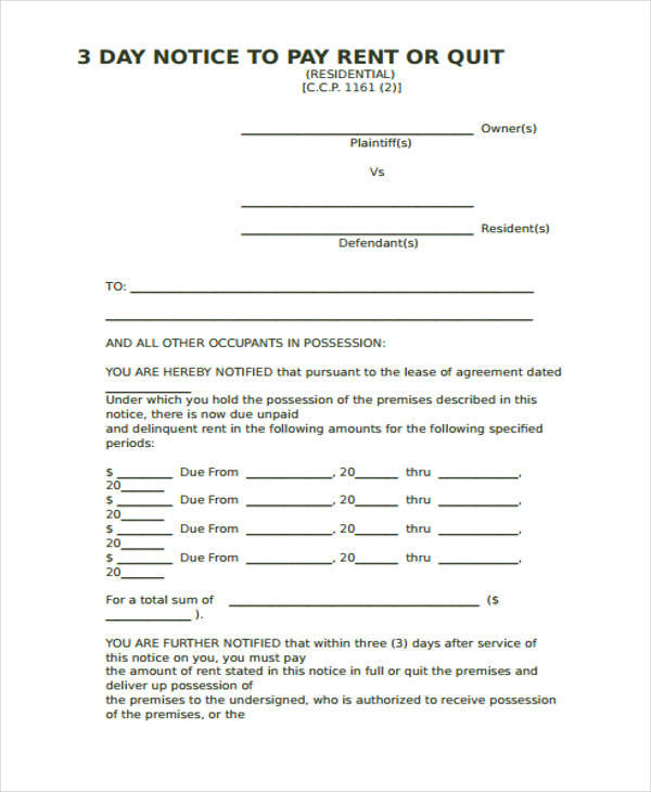 3 day eviction form1