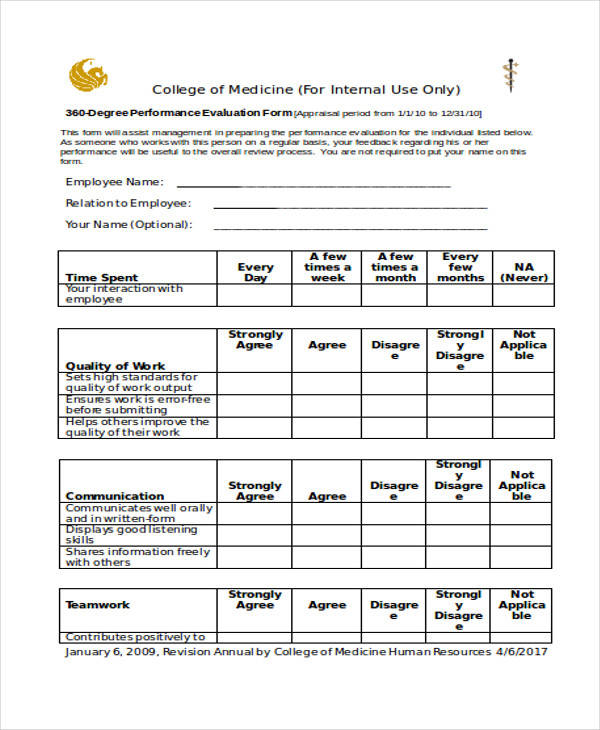 360 degree performance appraisal form