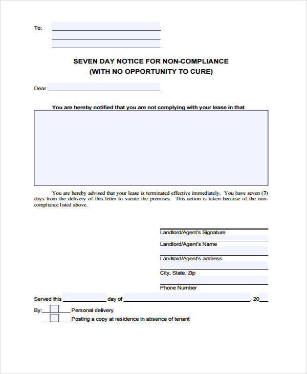 7 Day Eviction Notice Form