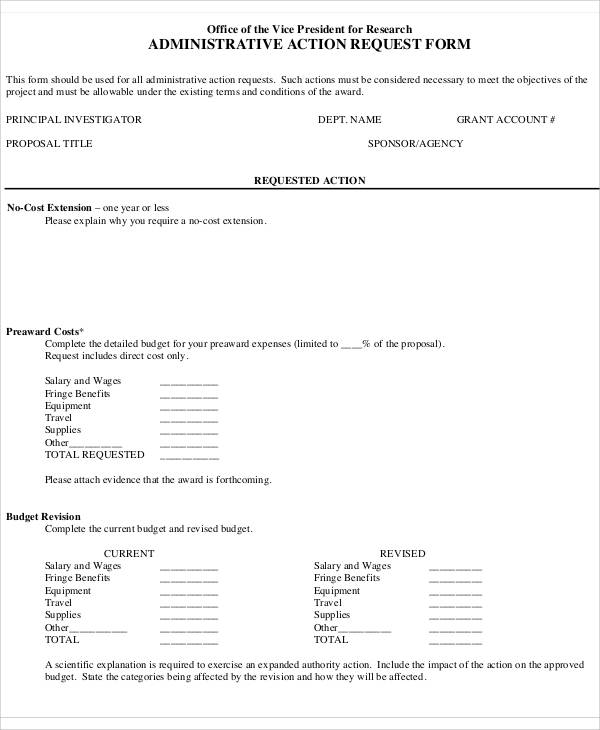 administrative action request form