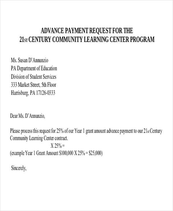 advance payment requisition