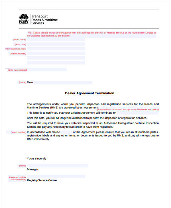 agreement termination letter