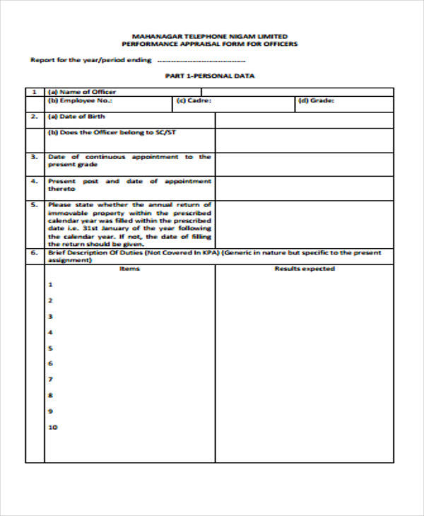 annual appraisal report form