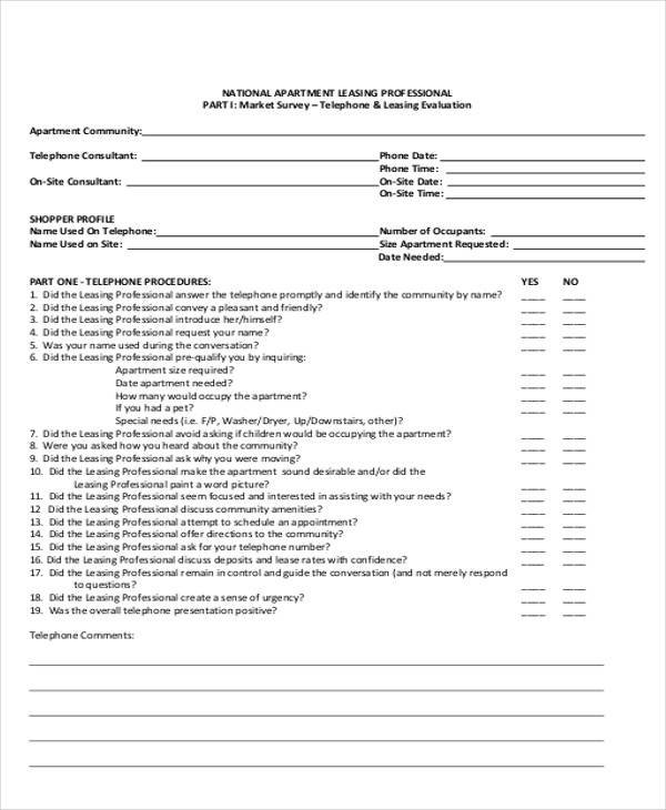 apartment market survey form