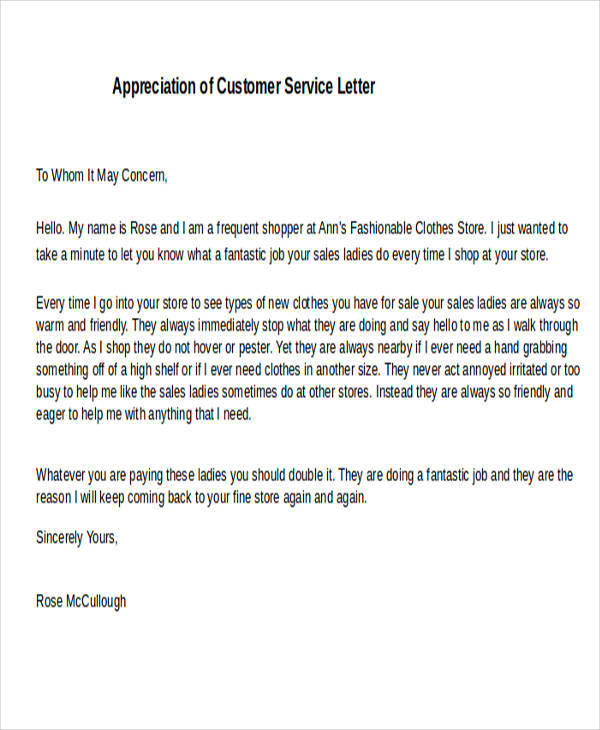 appreciation of customer service letter1